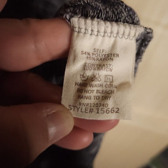 Mystree Blue Heathered Mixed Material Soft Stretchy Long Sleeve Top Large - Picture 5 of 6